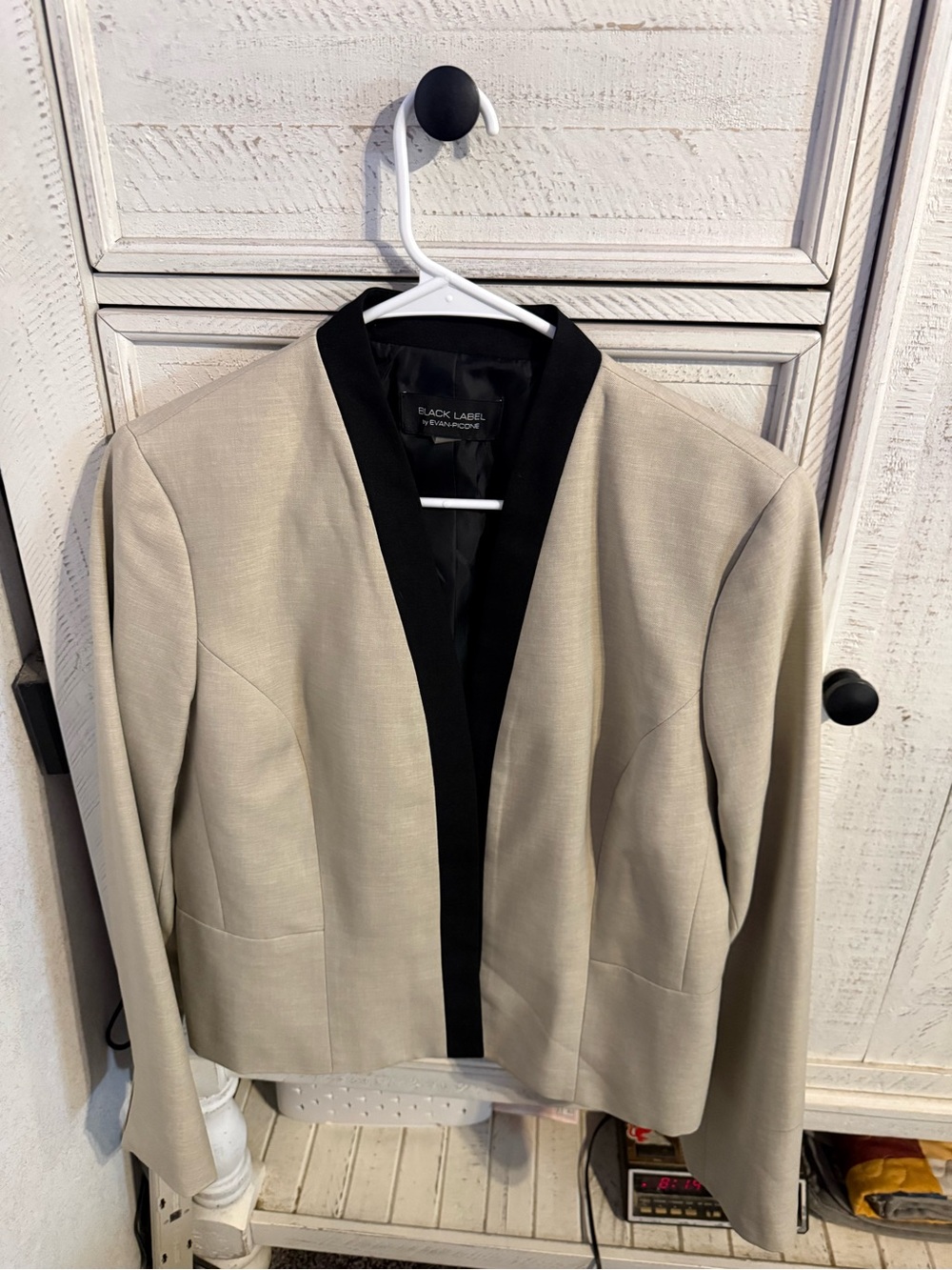 Black Label by Evan-Picone Cream Blazer with Black Trim